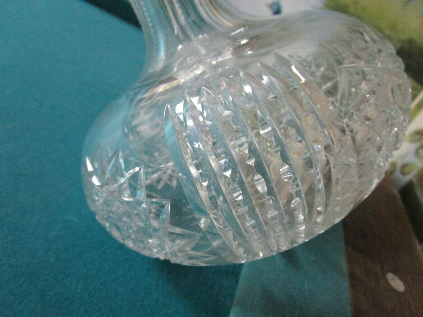 AMERICAN BRILLIANT HAWKES CRYSTAL CUT VASE - DECANTER - BOTTLE ROUND BASE[a5]