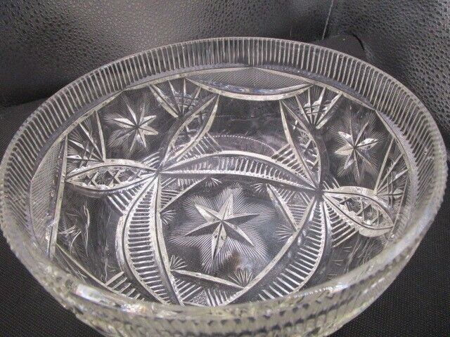 American Brilliant USA crystal cut round bowl planter center piece [a5]