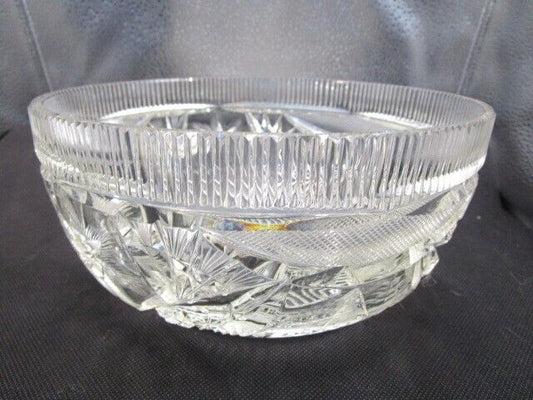 American Brilliant USA crystal cut round bowl planter center piece [a5]