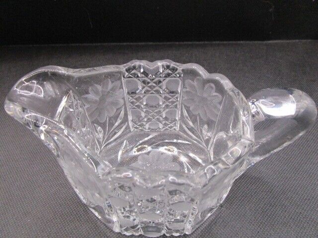 American Brilliant creamer crystal cut flowers