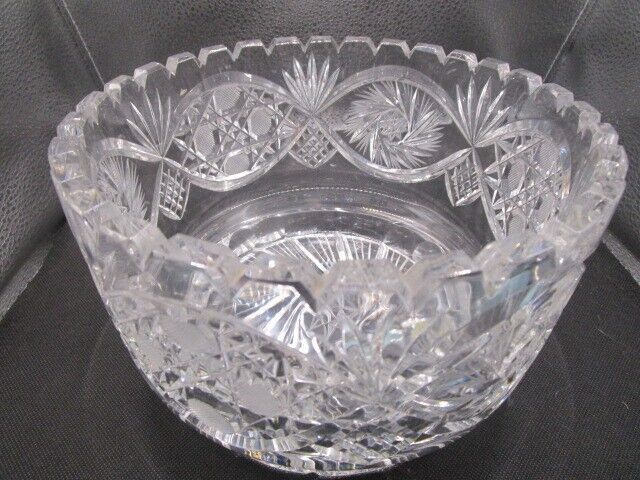 American Brilliant USA crystal cut round bowl planter center piecevery heav [a5]