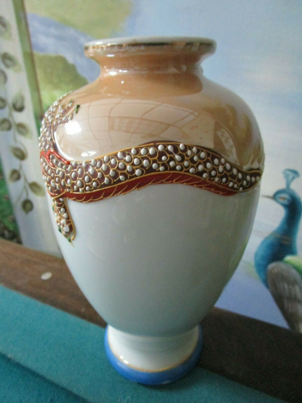 ANTIQUE 1920's HB JAPAN LUSTERWARE DRAGON MORIAGE VASE  [81B]