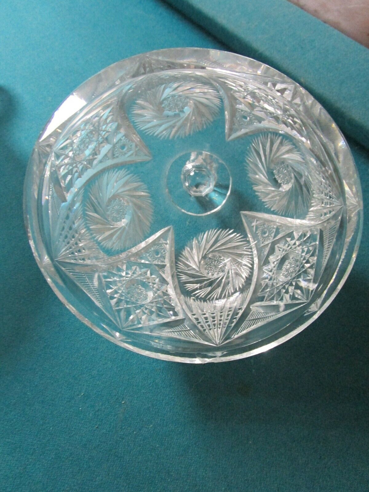 AMERICAN BRILLIANT CRYSTAL CUT CHEESE DISH COVERED